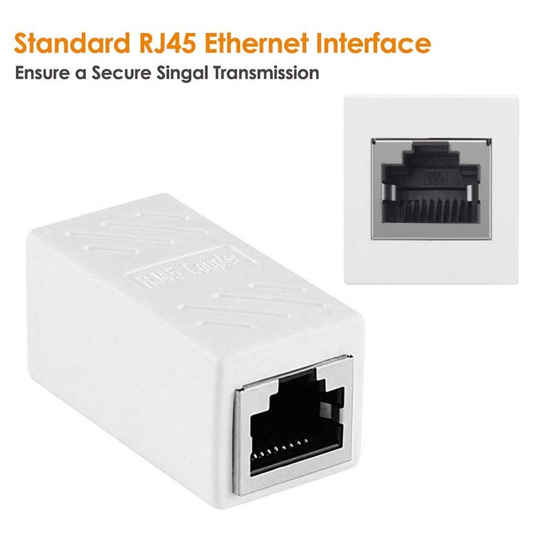PLUSPOE RJ45 Network Coupler, 2 Pack Ethernet in Line LAN Connector Plugs for Cat5 Cat5e Cat6e Cat7 Cable Extender Female to Female (White) - Image 2